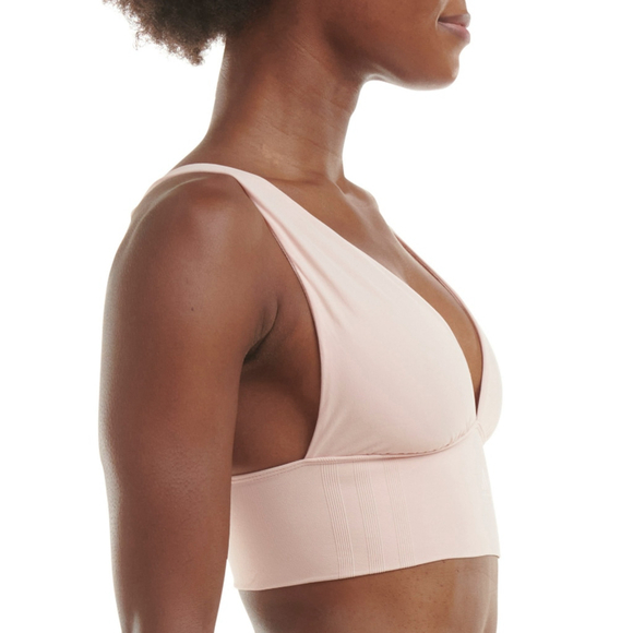Adidas Women's Small Light Pink Longline Plunge Light Support Sports Bra NWT - Picture 3 of 9